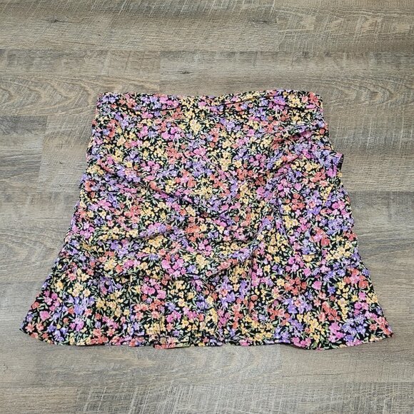 ZARA | Draped Ruched Floral Print Skirt | Sz. L - Picture 1 of 9